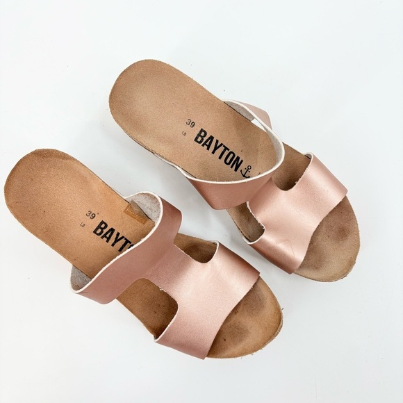 Bayton Bronze Wedge Slip On Cork Sandals Size 39 - Picture 2 of 9